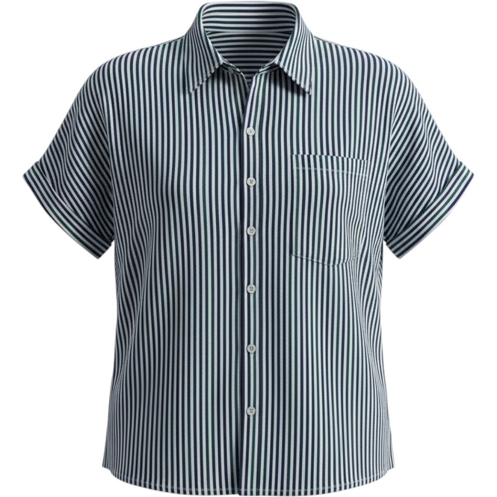 Velvet Heart Los Angeles Striped Button Down Shirt Navy White Large EQW-21629